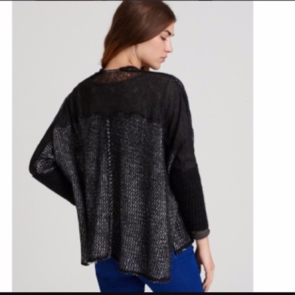 Free People Peekaboo Lace & Wool Cardigan